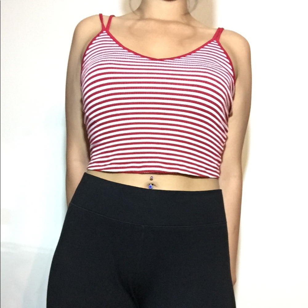 red and white striped tank top $8